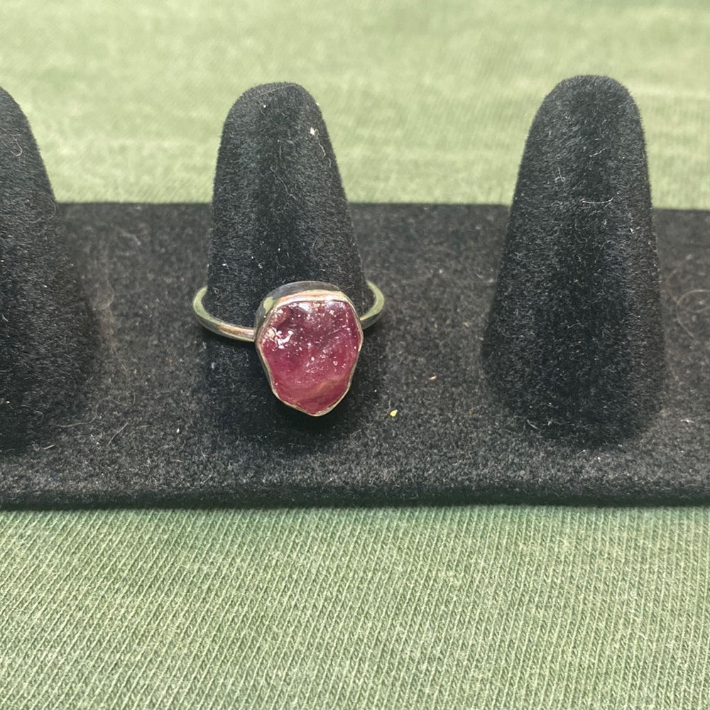 Solid Sterling Silver Raw Ruby Ring - image 2
